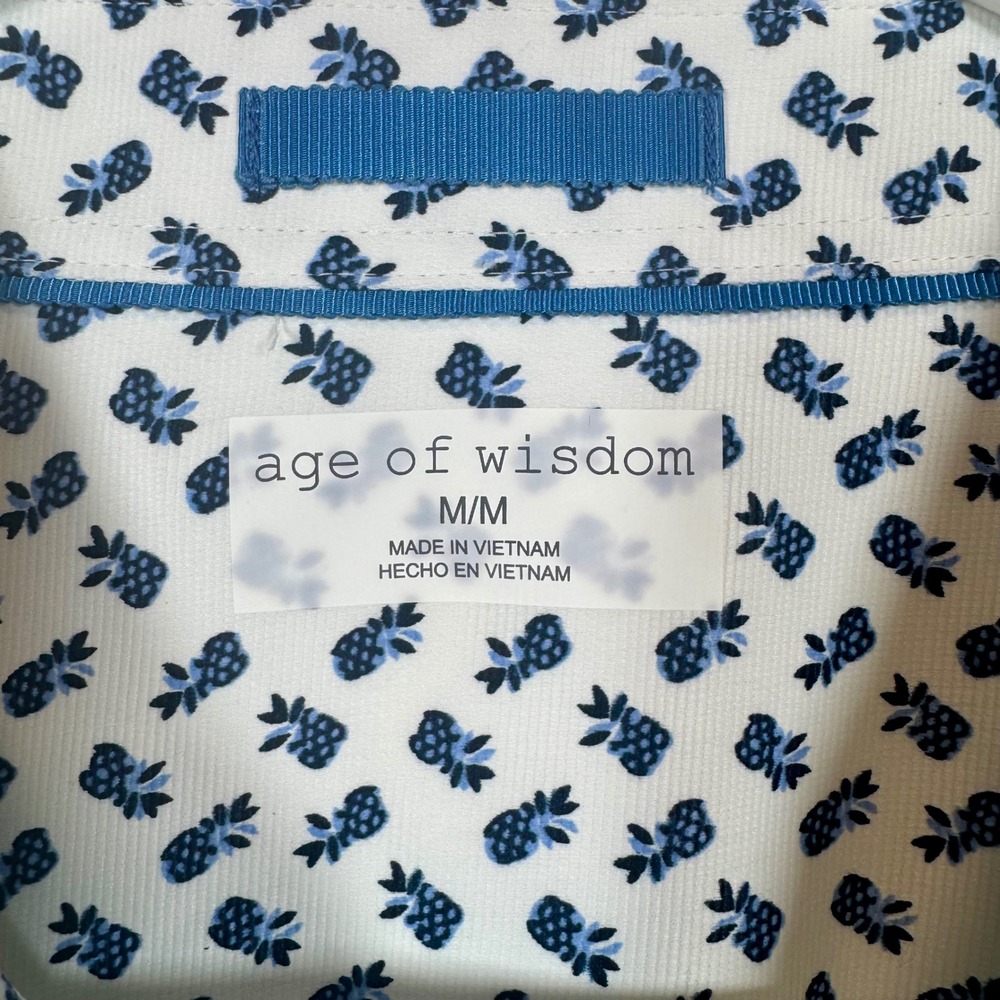Age of Wisdom Button-Up Shirt Short Sleeve Modern Fit White Sz Medium - Picture 3 of 9